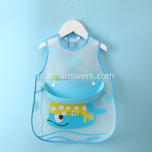 Fasil Netwayaj Silicone Bib pou Ti bebe / Timoun / Timoun